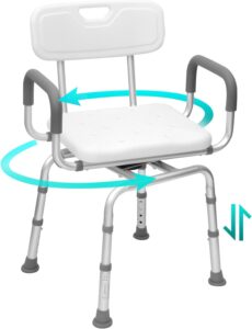 360 ° swivel shower chair,swivel seat shower stool,portable shower chair with adjustable height,shower chair with arms and back,for elderly,handicap & seniors up to 340lbs (360 ° swivel)