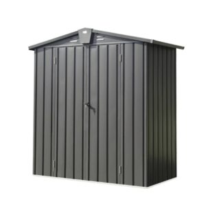 outdoor storage shed 5.7x3 ft,metal outside sheds&outdoor storage galvanized steel,tool shed with lockable double door,garden storage shedfor patio,backyard,garden,lawn (5.7x3ft, black)