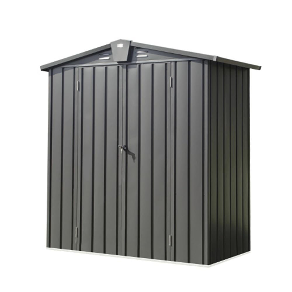 Outdoor Storage Shed 5.7X3 Ft,Metal Outside Sheds&Outdoor Storage Galvanized Steel,Tool Shed with Lockable Double Door,Garden Storage Shedfor Patio,Backyard,Garden,Lawn (5.7X3Ft, Black)