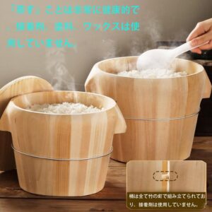 Wooden bucket steamer,cooking rice in wooden barrel, suitable for home and commercial use. Ideal for steaming sticky rice, rice, and steamed buns (30CM)