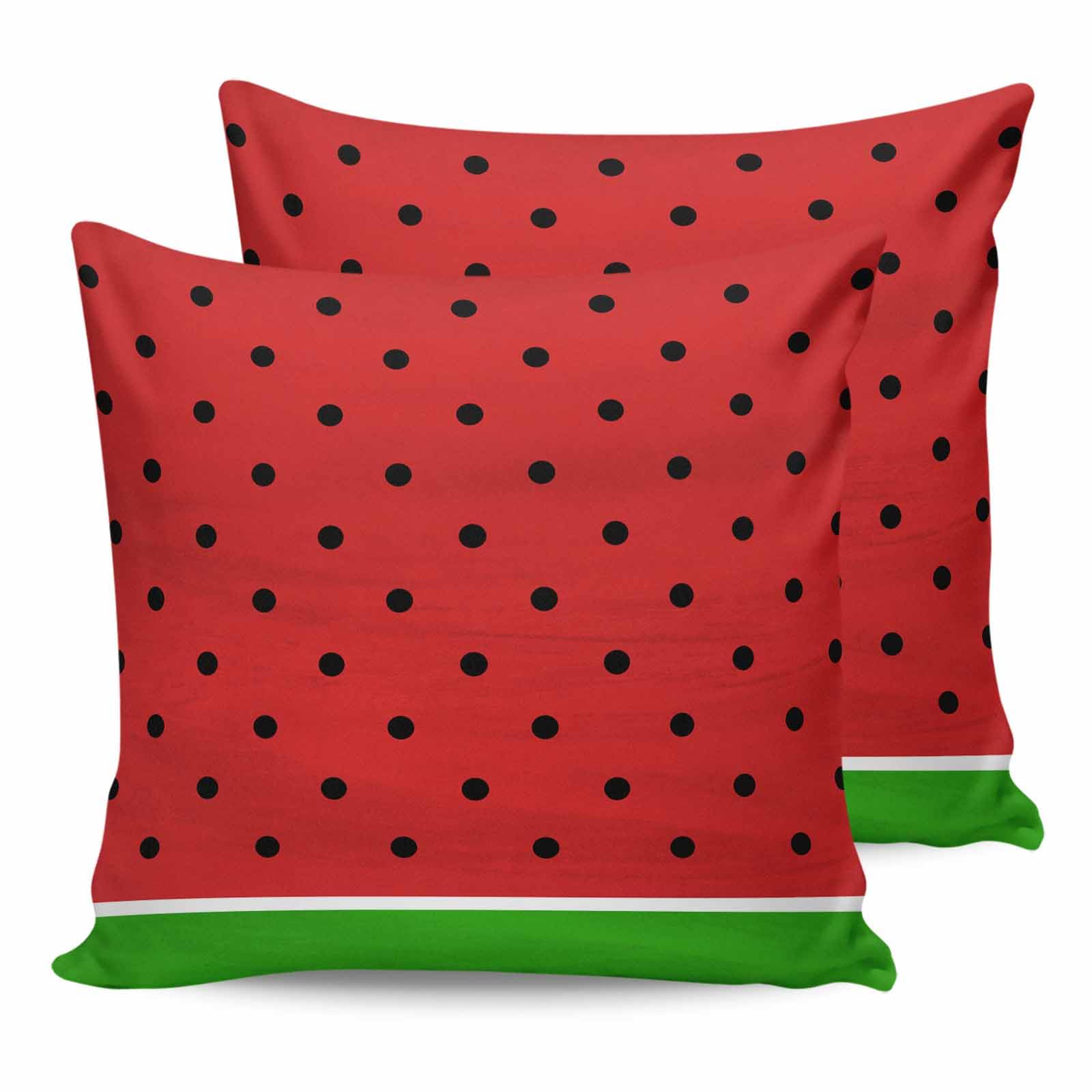 Lsrtoss Watermelon Outdoor Waterproof Pillow Covers, Black Polka Dots Green Summer Fruits Decorative Square Throw Pillowcase Sofa Cushion Sham for Patio/Couch/Chair, 18""x18"" 2 Pack, Summersrs49779