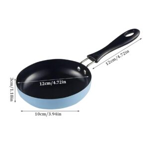 Hibycknl Small Frying Pan, 4.7 Inch Egg Frying Pan Heat Resistant Non Stick Pan with Handle Portable Round Omelet Pan for Stove Gas, Induction Hob Blue Kitchen Items