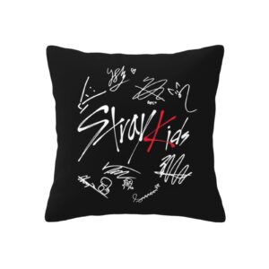 Kpop Stray Kids Throw Pillow Covers 18"X18" Decorative Soft Pillowcases Home Decor Living Room Cushion Cases for Bed Couch Car