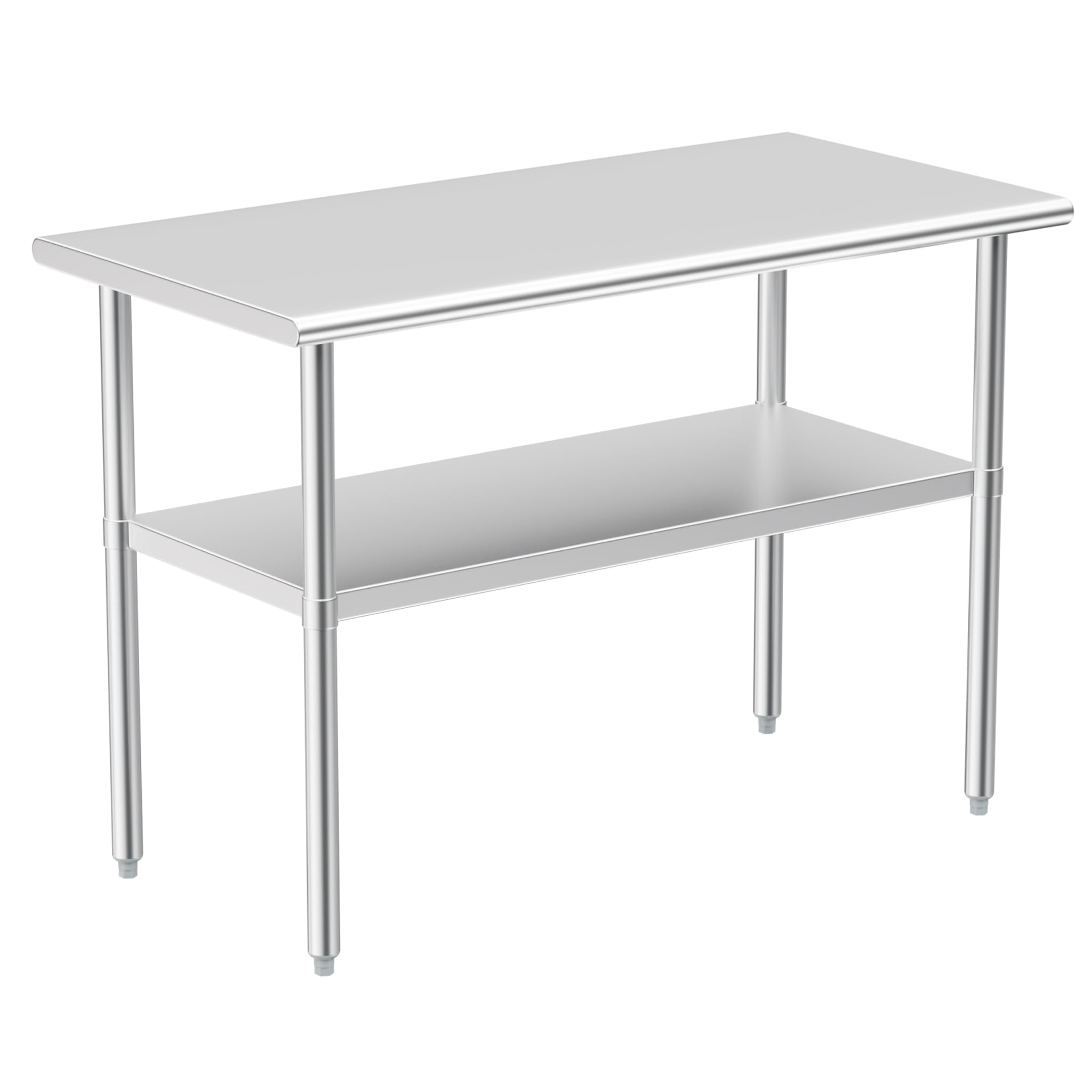 Atronor Stainless Steel Table for Prep & Work 48 x 24 Inches, NSF Metal Commercial Heavy Duty Table with Adjustable Under Shelf and Foot for Restaurant, Home and Hotel (24x48in)