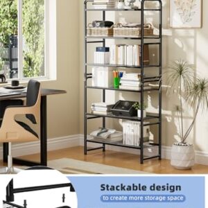 GEORIS 3- Tier Metal Storage Rack and Shelving, Stackable Utility Shelving Unit Wire Rack - Heavy Steel Material Pantry Shelves, 30.4-Inch Width, for Warehouses, Kitchen, Closets, Black