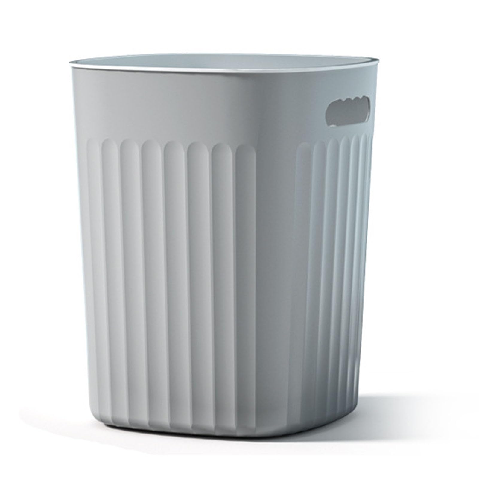 Garbage Bin Trash Wastebasket Small Trash Can Wastebasket Large Capacity Vertical Stripes Portable Handle Uncovered PP Trash Bin Wastebasket for Kitchen Living(Large 43x43cm/16.92x16.92in-Quiet Grey)