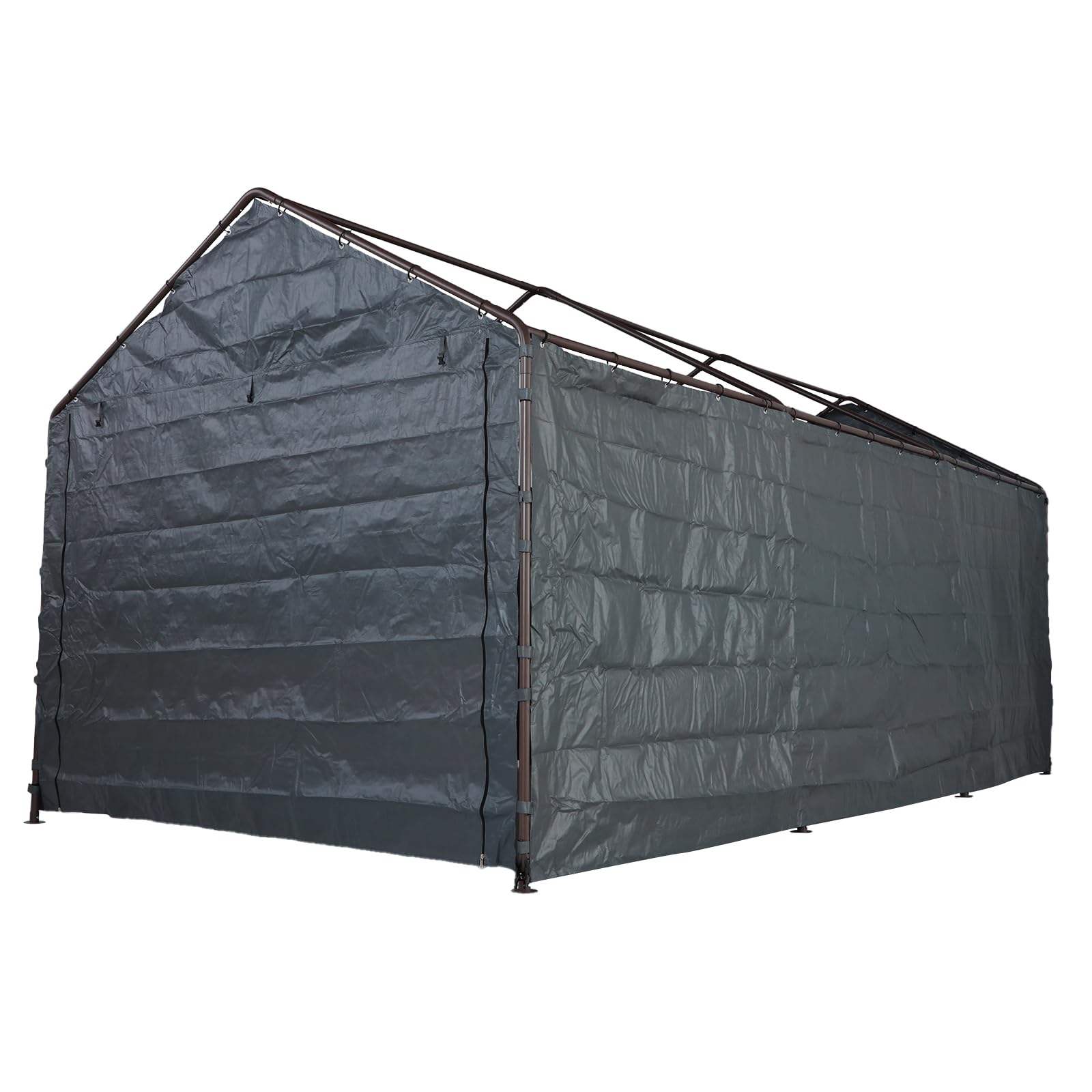 Abba Patio Carport Replacement Sidewall Tarp for 10×20, 8 Legs Carport Frame Tent Garage, Dark Grey(Top and Frame Not Included)