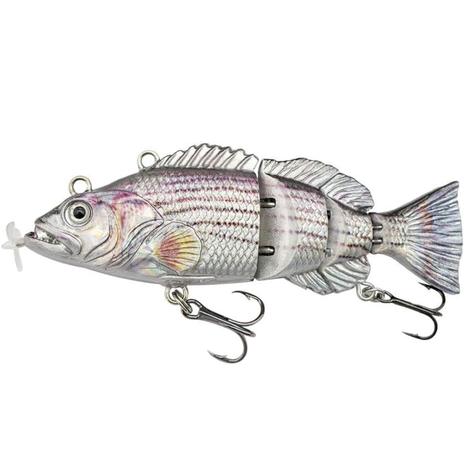 Robotic Swimming Lure 3.9” Electronic Lures USB Rechargeable LED Light 4 Segment Multi Jointed Swimbait Fishing Tackle for Bass Trout Pike (Hybrid Striped Shad Specialty)