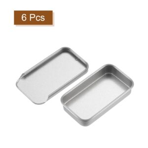 uxcell Metal Tin Box Containers, 6Pcs 2.4x1.3x0.4 Inch Silver Mini Portable Metal Slide Top Tin Containers for Jewelry Crafts