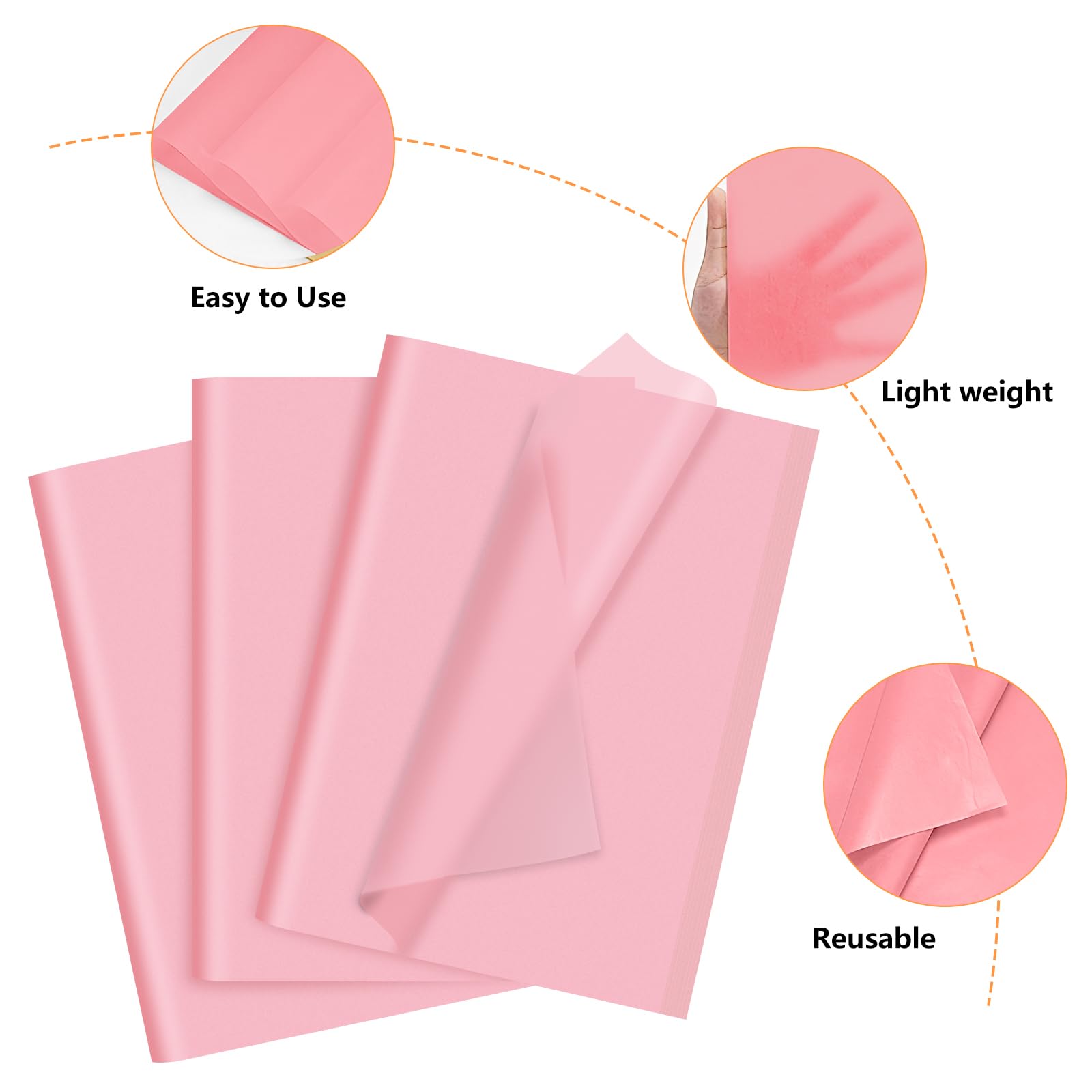 Pink Tissue Paper for Gift Bags, 80 Sheets Wrapping Paper Bulk 14 X 20 Inch for Gift Packaging Art Crafts DIY Birthday Wedding Halloween