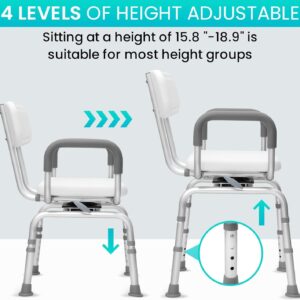 360 ° Swivel Shower Chair,Swivel Seat Shower Stool,Portable Shower Chair with Adjustable Height,Shower Chair with Arms and Back,for Elderly,Handicap & Seniors up to 340LBS (360 ° Swivel)