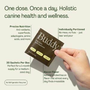 Buddy 10-in-1 Daily Dog Multivitamin Supplement (Meal Topper) - 23 Active Ingredients w/No Filler - 10 Essential Benefits - Hip & Joint, Skin & Coat, Digestion