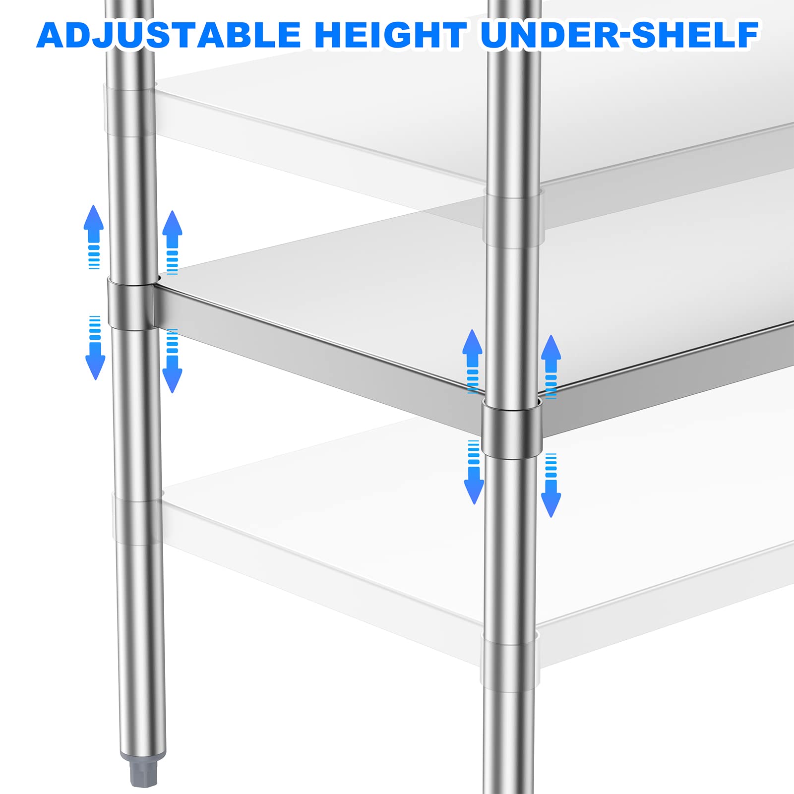 Atronor Stainless Steel Table for Prep & Work 48 x 24 Inches, NSF Metal Commercial Heavy Duty Table with Adjustable Under Shelf and Foot for Restaurant, Home and Hotel (24x48in)