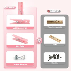 100PCS Baby Shower Clothespins Games Girl Plastic Clothes Pin with Waterproof Bag Mini Pink Pin Bulk 1.37 inch for Party Decorations, DIY Crafts