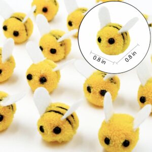 Suartus Mini Wool Felt Bee - 50Pcs Felt Bees for Crafts,Cute Bee Plush Crafts Honey Bee Pom for DIY Clothing Hat Gift Scrapbooking Jewelry Crafts Accessories Bee Themed Party Decoration