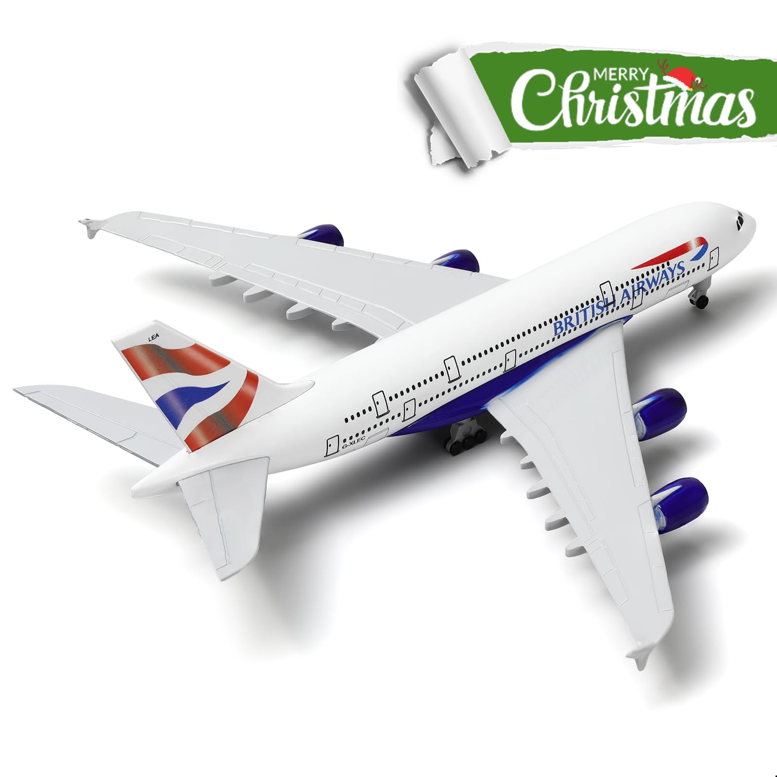 QIYUMOKE A380 British 1/300 Die-cast Metal Airplane Model -A380 Sky Jumbo a380 Model Plane with Stand (7.5 inches Long) for Aviation Enthusiast Gift or Display Decorations