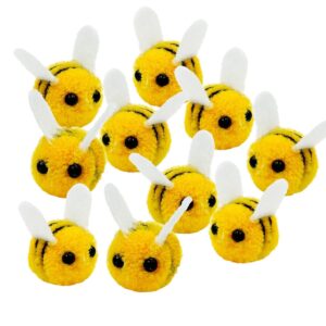 suartus mini wool felt bee - 50pcs felt bees for crafts,cute bee plush crafts honey bee pom for diy clothing hat gift scrapbooking jewelry crafts accessories bee themed party decoration