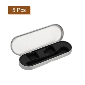 uxcell Metal Tin Box Containers, 5Pcs 6.9x2.4x0.7 Inch Silver with EVA Sponge Rectangular Empty Hinged Tins Box Home Organizers for Pen Makeup Brushes