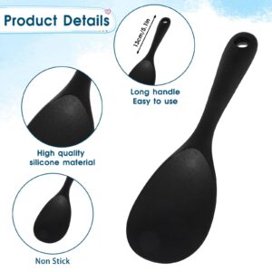 2Pcs Rice Spoon Paddle Silicone Black Rice Spoon Rice Cooker Spoon Non Stick Heat Resistant Kitchen Works for Rice Mashed Potato Salads