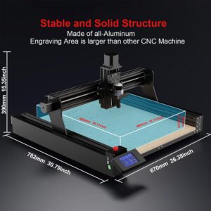 CNC Router Machine,TTC450 3-Axis Engraving All-Aluminum Milling Machine for Engraving, Cutting MDF, Acrylic, Solid Wood, Nylon, PCB, Carbon Fiberboard, Working Area 18.1 x 18.1 x 3.1In CNC Machine