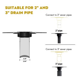 4” Drain Grate Kit - Compatible with Schluter Kerdi Shower Drain - Square Shower Floor Drain Kit with Flange - SUS 304 Stainless Steel Grate & 2 Inch ABS Flange & CUPC Certification - Brushed Brass