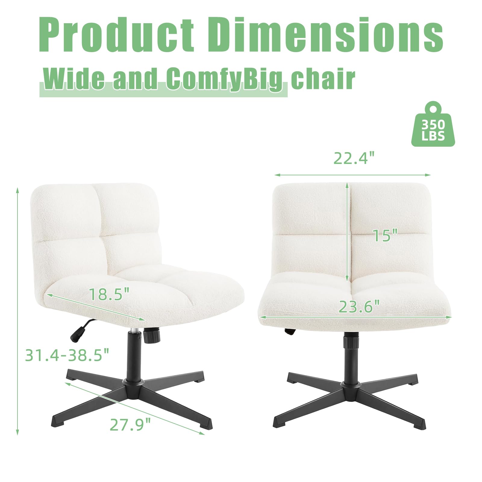 Criss cross chair, Thickened soft cushion,Cross-legged office chair in velvet fabric without arms and without wheels, adjustable tilt, height, make-up, office, home can use crisscross chair.（White）