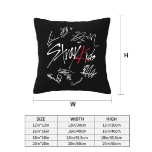 Kpop Stray Kids Throw Pillow Covers 18"X18" Decorative Soft Pillowcases Home Decor Living Room Cushion Cases for Bed Couch Car