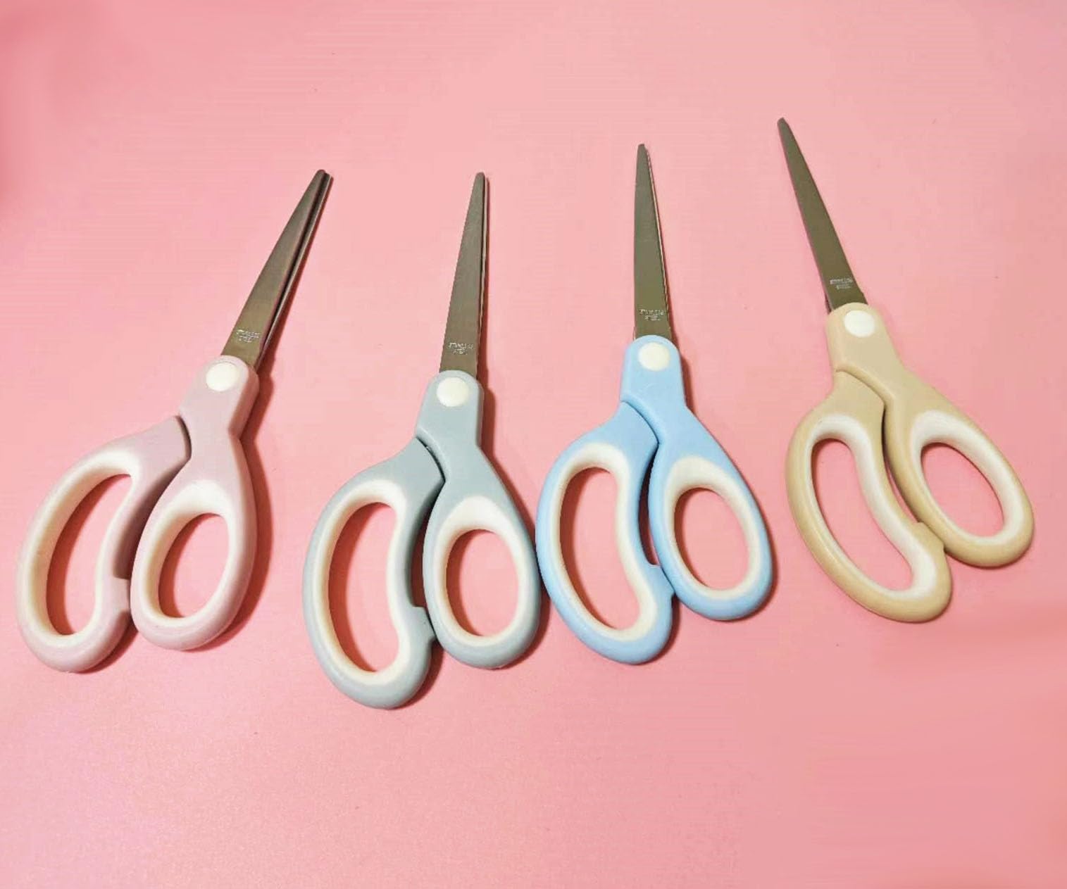 Pastel Non Stick Scissors All Purpose Office Craft Scissors Soft Grip Cutting Tool, Blunt Tip Fabric Shears Kids Scissors for Crafting, Sewing,Left & Right Handed (1 Pack, Pink)