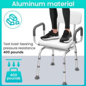 360 ° Swivel Shower Chair,Swivel Seat Shower Stool,Portable Shower Chair with Adjustable Height,Shower Chair with Arms and Back,for Elderly,Handicap & Seniors up to 340LBS (360 ° Swivel)