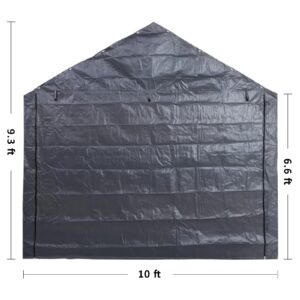 Abba Patio Carport Replacement Sidewall Tarp for 10×20, 8 Legs Carport Frame Tent Garage, Dark Grey(Top and Frame Not Included)