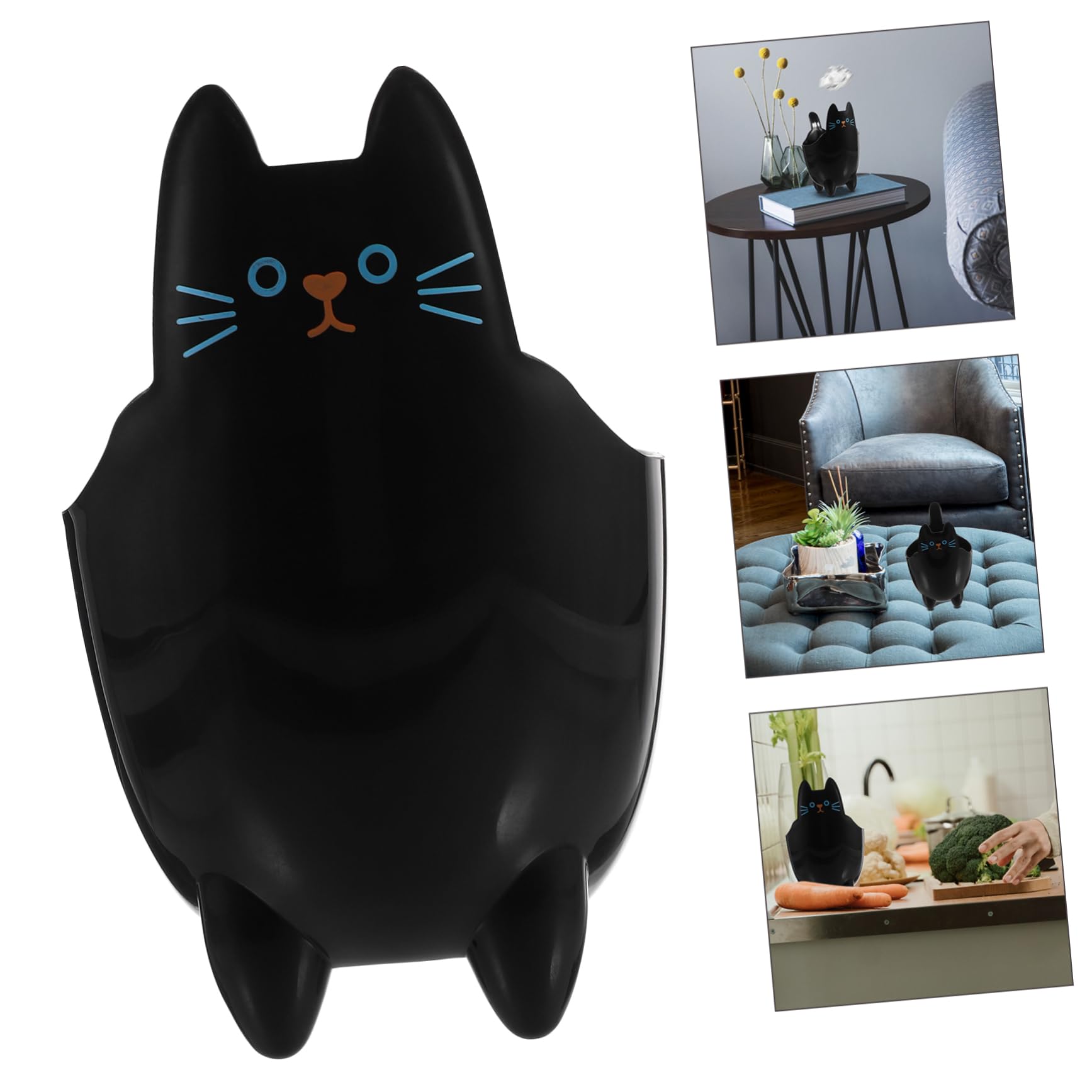 PRETYZOOM Cartoon Cat Shaped Tabletop Trash Can Decorative Pen Holder Storage Bucket Desk Bathroom