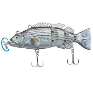 robotic swimming lure 3.9” electronic lures usb rechargeable led light 4 segment multi jointed swimbait fishing tackle for bass trout pike (hybrid striped shad specialty)