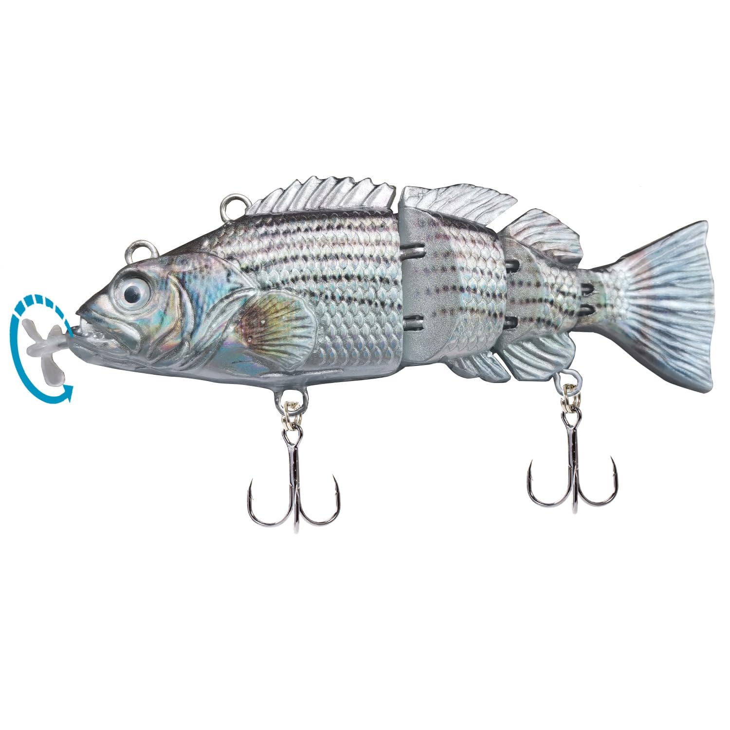 Robotic Swimming Lure 3.9” Electronic Lures USB Rechargeable LED Light 4 Segment Multi Jointed Swimbait Fishing Tackle for Bass Trout Pike (Hybrid Striped Shad Specialty)