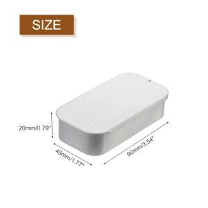 uxcell Metal Tin Box Containers, 6Pcs 3.5x1.8x0.8 Inch Silver Mini Portable Metal Slide Top Tin Containers for Jewelry Crafts