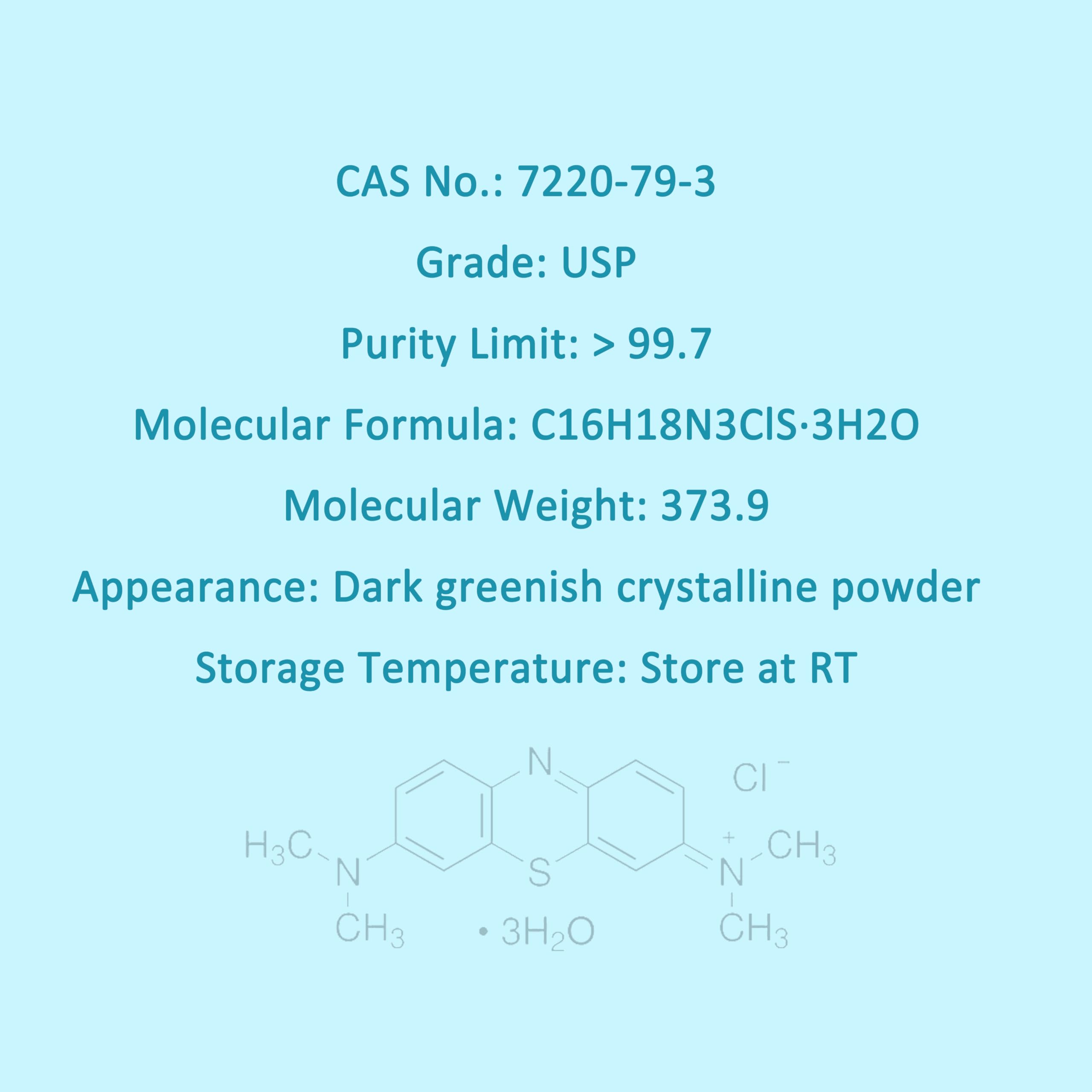 USP Grade Methylene Blue Powder 14 Grams | Dark Greenish Crystalline | Prepare 1.4L 1% Solution [Value Pack] 2024