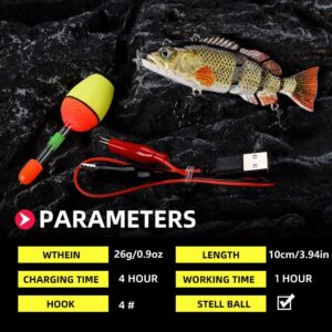 Robotic Swimming Lure 3.9” Electronic Lures USB Rechargeable LED Light 4 Segment Multi Jointed Swimbait Fishing Tackle for Bass Trout Pike (Hybrid Striped Shad Specialty)