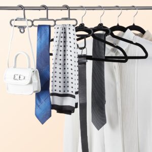 HOUSE DAY Tie Hanger Scarf Hanger 12 Pack, Scarf Holder Rack for Closet Accessories Organizer, Closet Organizers and Storage Scarf Organizer for Closet for Belt, Tie, Silk Scarf - Black