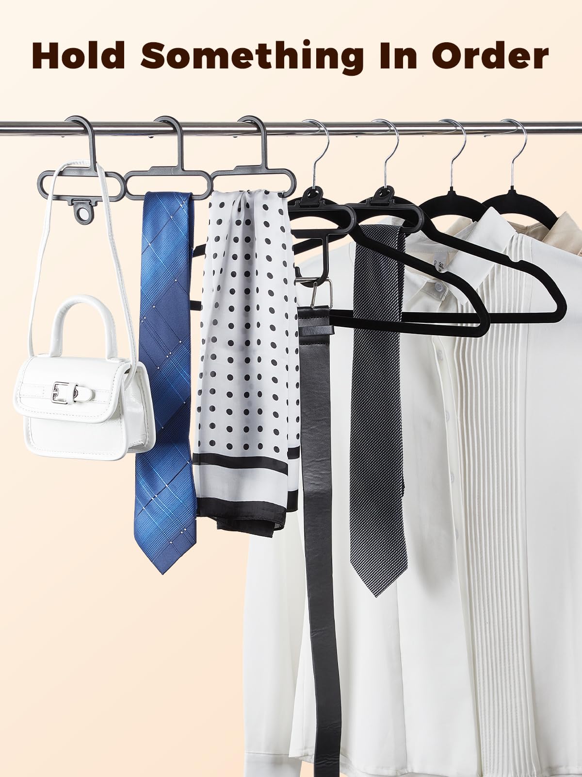 HOUSE DAY Tie Hanger Scarf Hanger 12 Pack, Scarf Holder Rack for Closet Accessories Organizer, Closet Organizers and Storage Scarf Organizer for Closet for Belt, Tie, Silk Scarf - Black