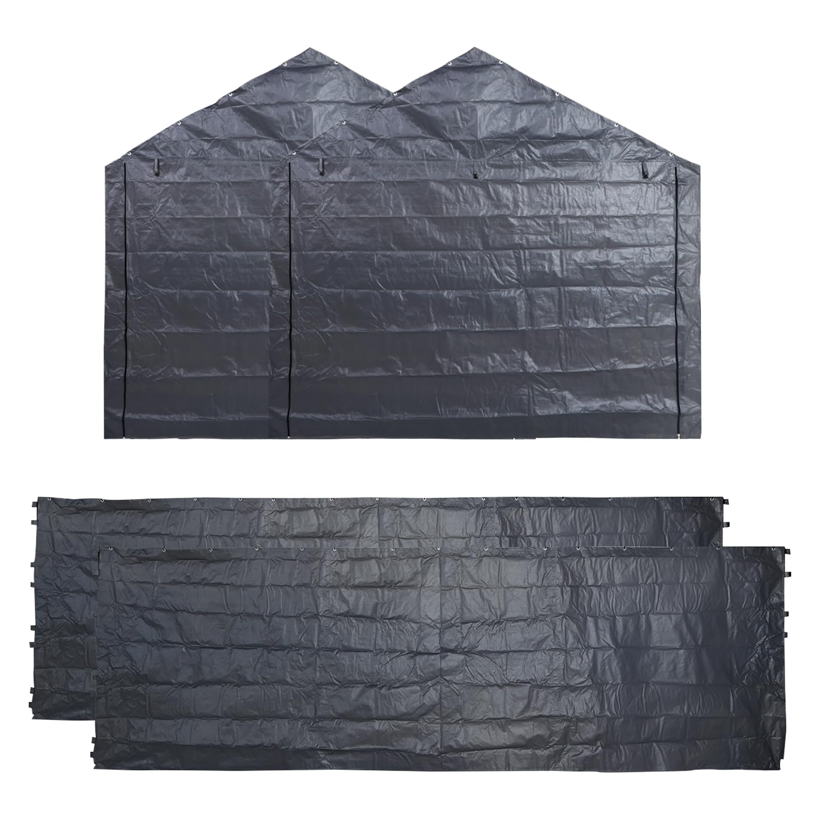 Abba Patio Carport Replacement Sidewall Tarp for 10×20, 8 Legs Carport Frame Tent Garage, Dark Grey(Top and Frame Not Included)