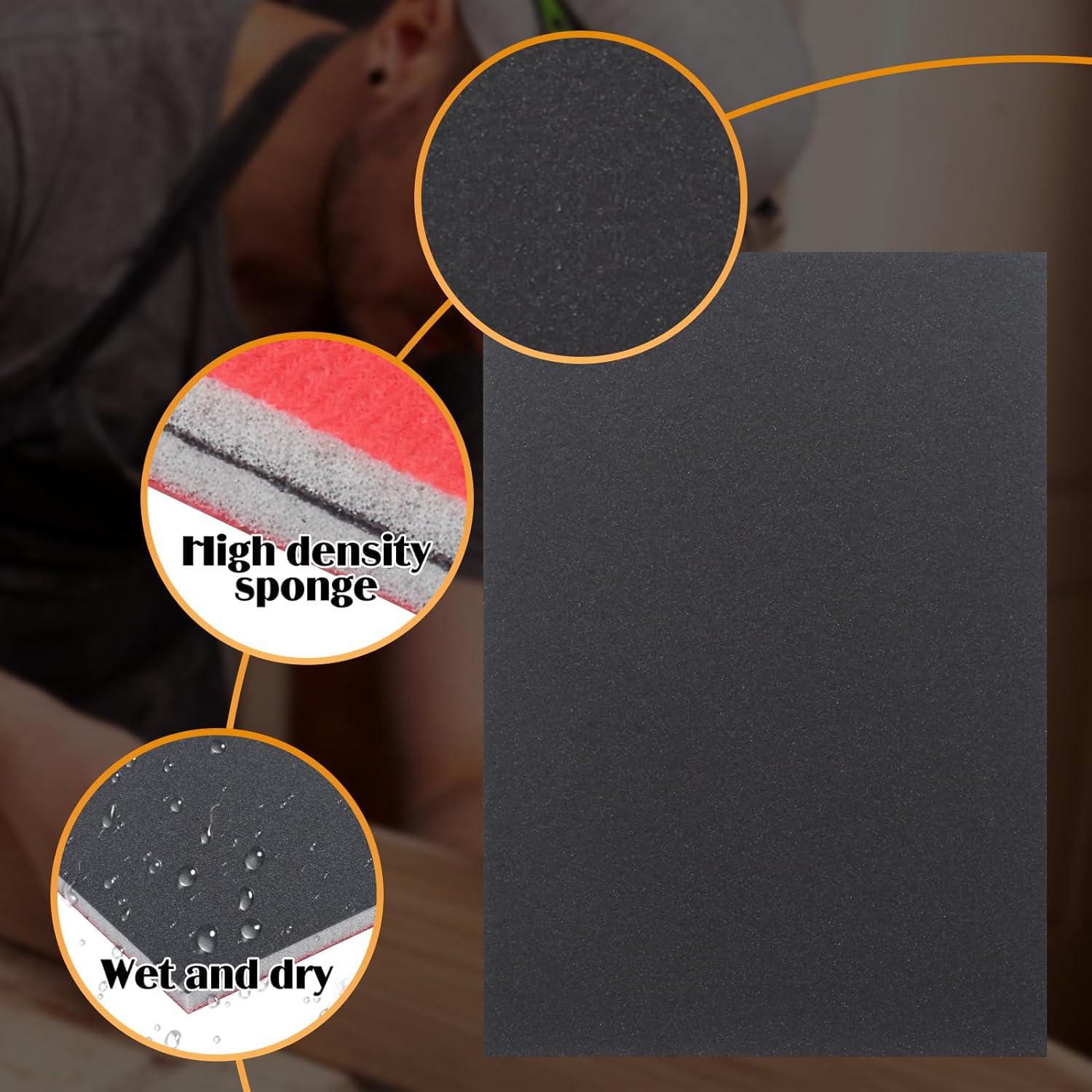 LOUZAGO 20 Pcs 800 Grit Sanding Sponge, Wet Dry Sanding Block Sandpaper Sponge, Soft Foam Sand Block Washable & Reusable Sanding Pads for Metal Wood Drywall Polishing