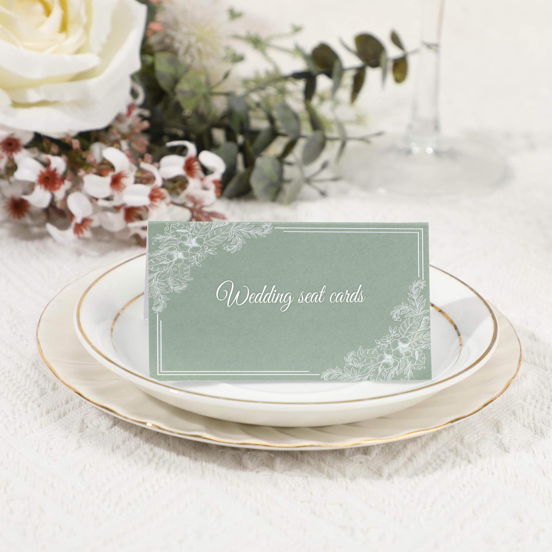 50 Pack Sage Green Place Cards Green Table Card 2 * 3.5 Inch Wedding Table Cards Seat Placement Cards Printable Place Cards For Reception Tables Placement Party