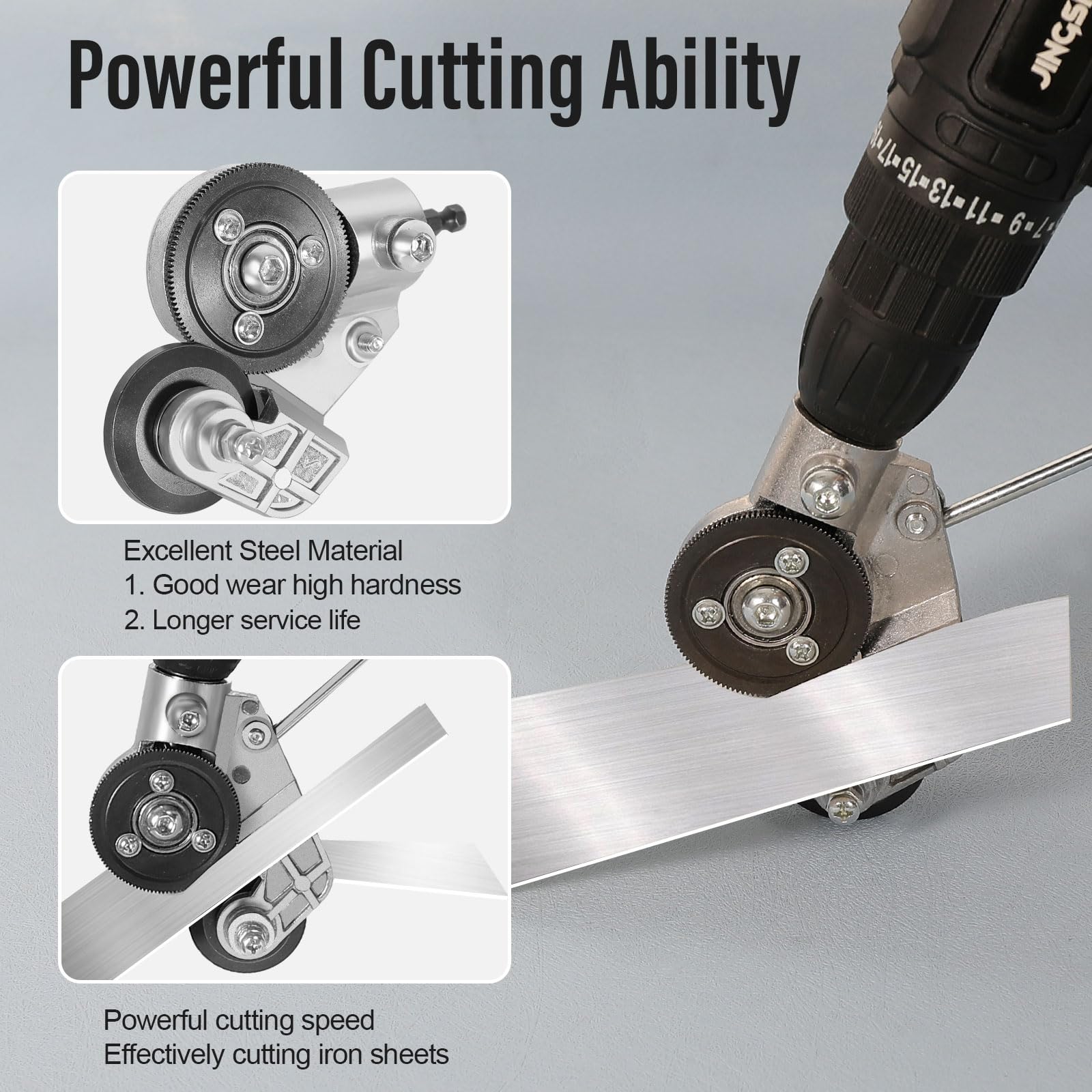 Electric Drill Plate Cutter, Sheet Metal Cutter Attachment with Adapter, DIY Metal Shear Drills Attachment, Drill Cut Pro Metal Cutting Adapter for Precise Cutting Iron, Copper, Aluminum, Steel