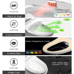 Toilet seat soft close toilet seat Electric Bidet Toilet Seat, Intelligent Toilet Heated Seat, WC Toilet Bidet Cover, Self Cleaning Nozzle, LED Display, WC Toilet Bidet Cover Toilet Seat Lid