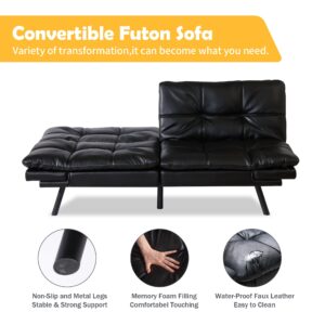 Hcore Bed, Memory Foam Futon Sofas, Classic Black