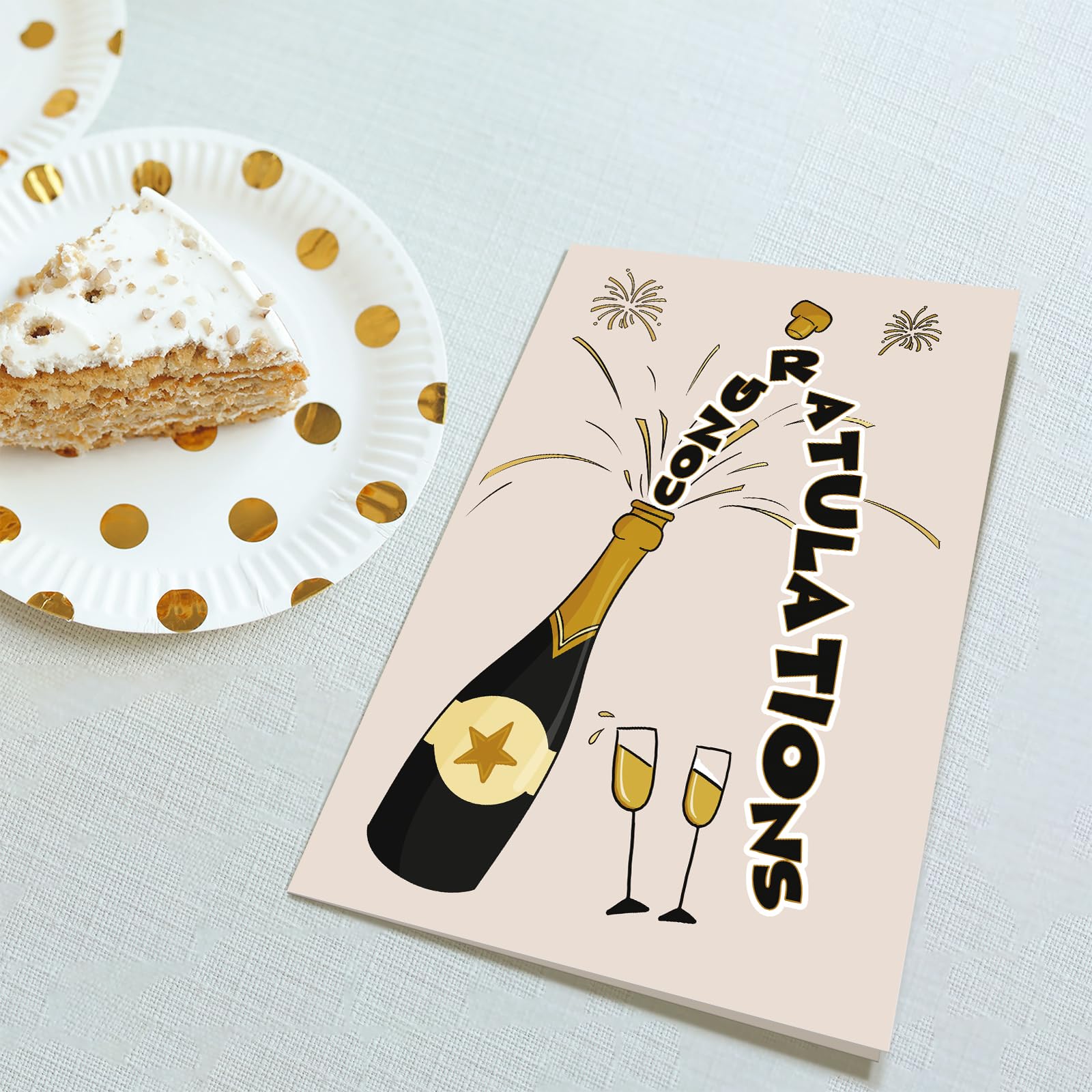 Obbyidk Champagne Wedding Congratulations Card, Funny Wedding Shower Card for Bride Groom, Congrats Engagement Card for Friends