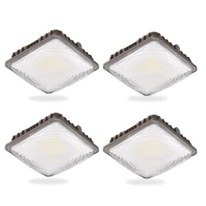 led canopy light 60w, 9000lm led canopy lights outdoor, 5000k daylight square canopy gas station light for carport shop garage warehouse porch hotel building entrances ul listed, 4 pack