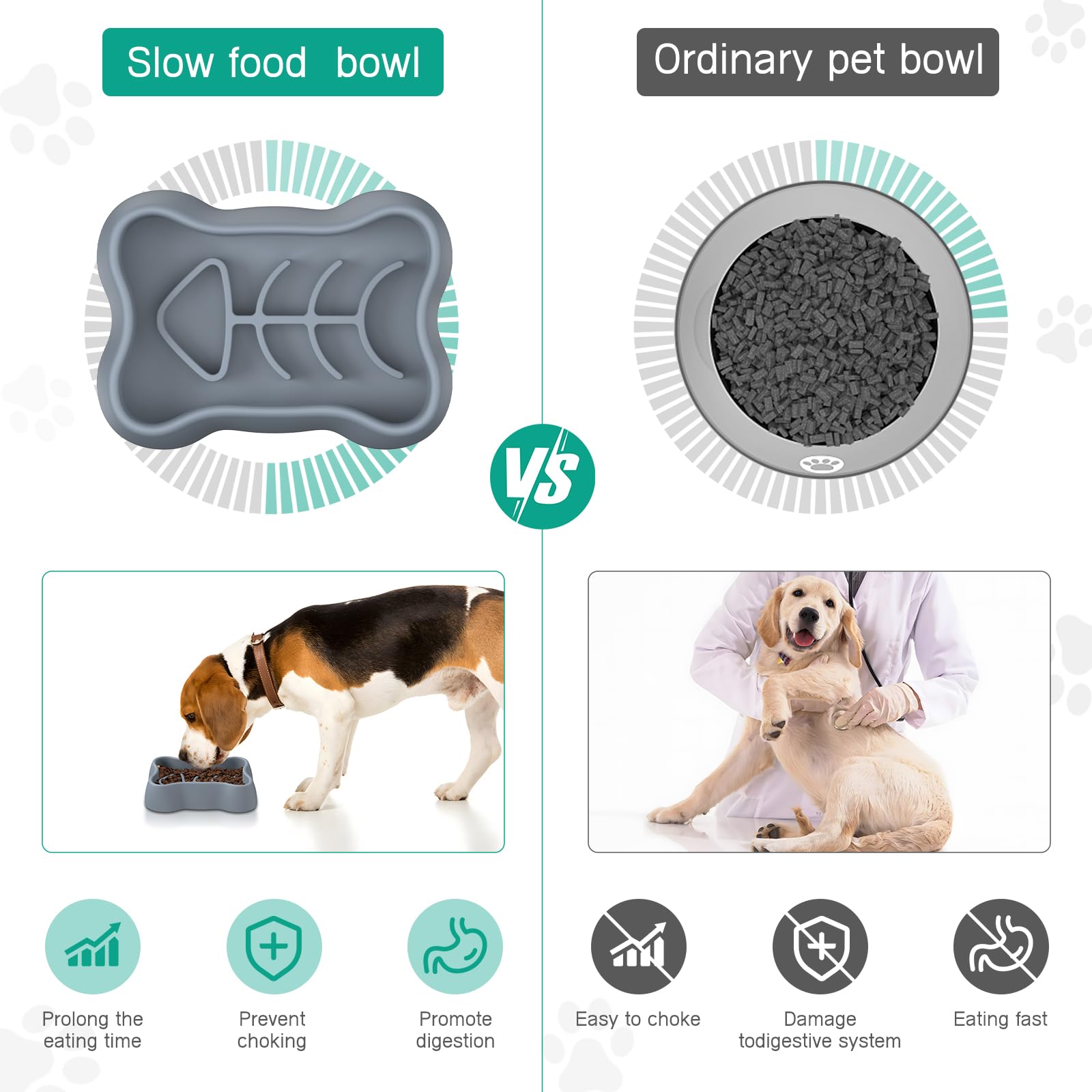 ORIA Slow Feeder Dog Bowls, Silicone Dog Food Bowl with Suction Cups, Interactive Dog Puzzle Bowl for Slow Eating, Anti-Choking, Slow Feeder Cat Bowl for Dogs Cats, Dry and Wet Food