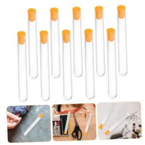 Hoement 10Pcs Transparent Needle Tubes with Caps Cross Stitch Sewing Needle Dispenser Organizer Plastic Storage Bottles for Crafting and Bead Organization