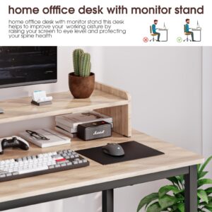 GZSHIYITECH 45" Home Office Desk with Monitor Stand, Can Place 2 Monitors, Can be Used as a Game Desk or Computer Desk ，Modern Design Corner Desk (Ash)