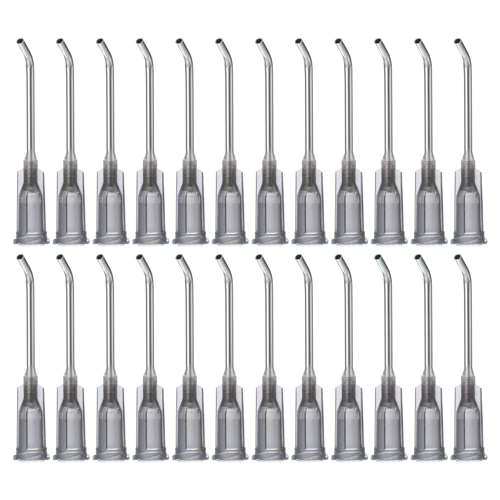 PATIKIL 16Ga x 1 Inch Dispensing Needle Tips, 36Pcs Stainless Steel 45 Degrees Pre Bent Glue Needle Tube Blunt Tips with Luer Lock for Glue Oil Applicator, Grey